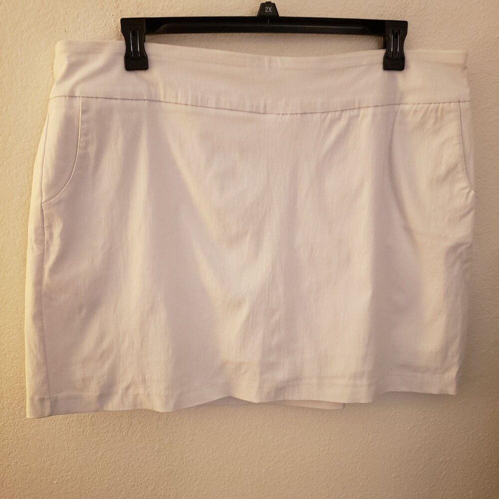 Zac & Rachel White Rayon Blend Athleisure Skort Pockets Size 20W NWT